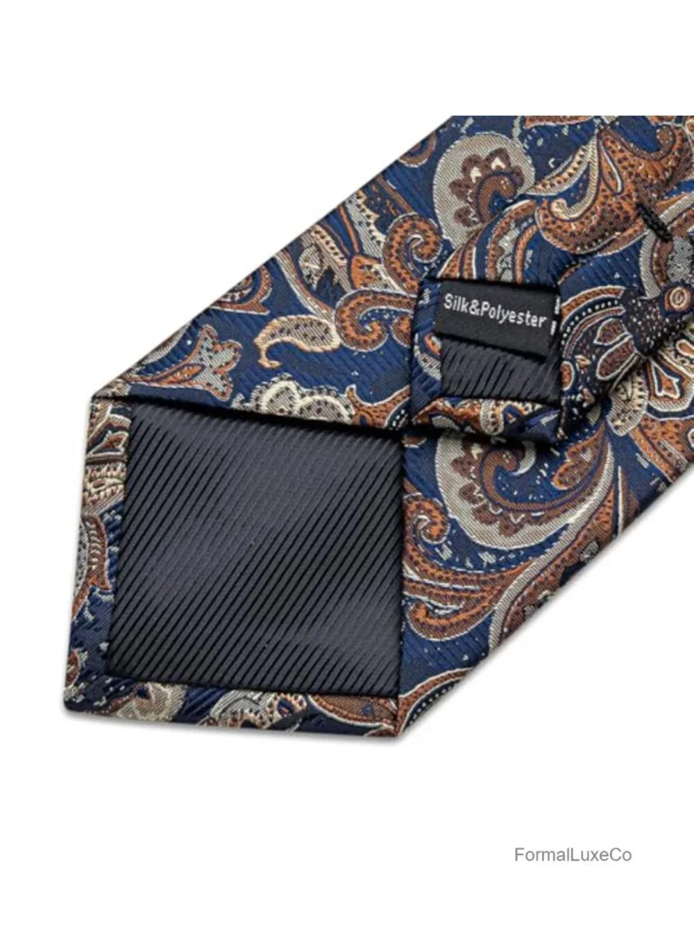 Silk Paisley Tie Set with Pocket Square and Cufflinks
